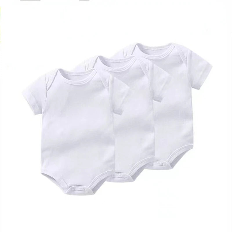 Bodysuit for Newborn Baby Romper Boys Girls Clothes Summer 100% Cotton Pure White Short Sleeve Toddler Infant Jumpsuit 3PCS/5PCS