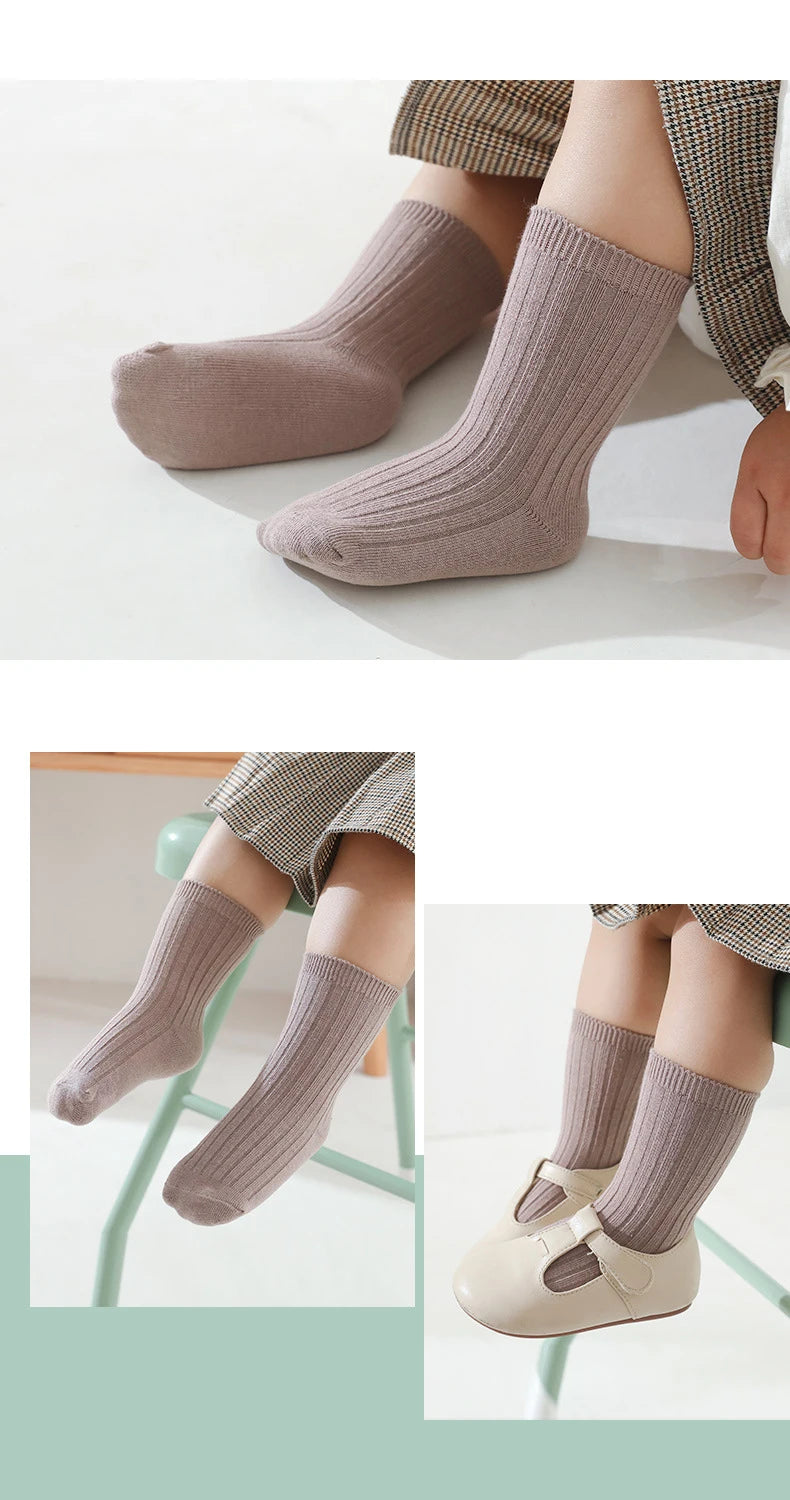 5Pairs Baby Socks Newborn Baby Boy Socks 0-1-3-8Y Kids Pure Cotton  Spring Autumn Fadeless Soft Children's Socks for Girls