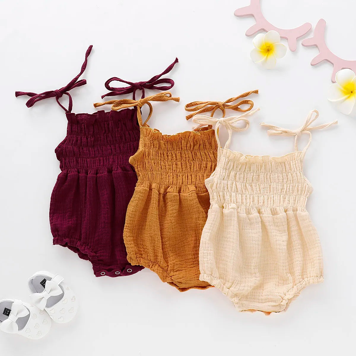 Brand Summer Newborn Infant Baby Girl Solid Color Sleeveless Romper Jumpsuit Outfit Clothes Cotton Baby Clothing