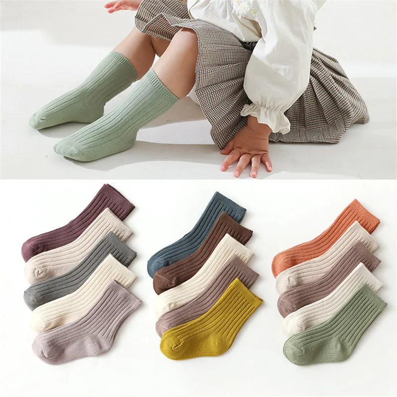 5Pairs Baby Socks Newborn Baby Boy Socks 0-1-3-8Y Kids Pure Cotton  Spring Autumn Fadeless Soft Children's Socks for Girls